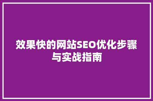 效果快的网站SEO优化步骤与实战指南