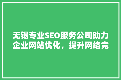 无锡专业SEO服务公司助力企业网站优化，提升网络竞争力