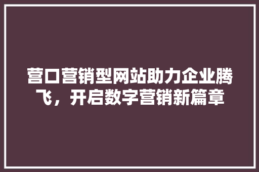 营口营销型网站助力企业腾飞，开启数字营销新篇章
