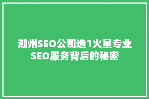潮州SEO公司选1火星专业SEO服务背后的秘密 搜狗优化