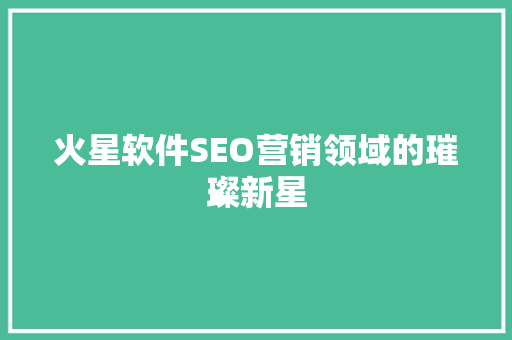 火星软件SEO营销领域的璀璨新星 360搜优化