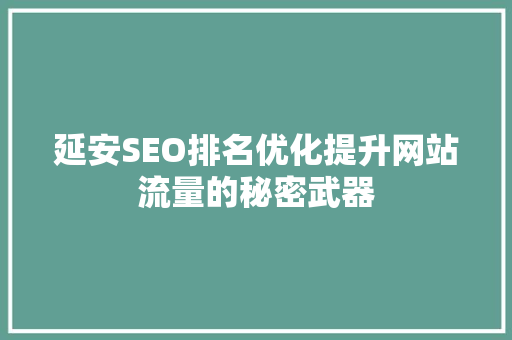 延安SEO排名优化提升网站流量的秘密武器
