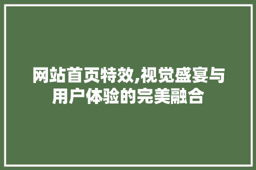 网站首页特效,视觉盛宴与用户体验的完美融合