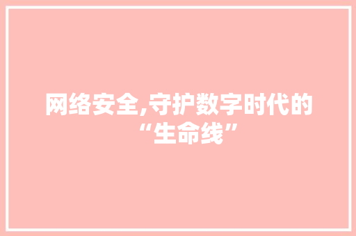 网络安全,守护数字时代的“生命线” 网络安全,守护数字时代的“生命线” 小程序开发