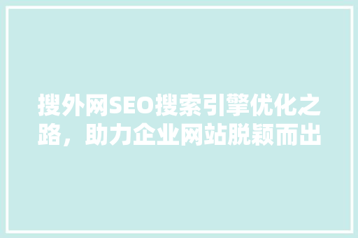 搜外网SEO搜索引擎优化之路，助力企业网站脱颖而出