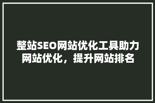 整站SEO网站优化工具助力网站优化，提升网站排名