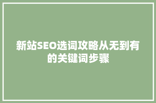 新站SEO选词攻略从无到有的关键词步骤