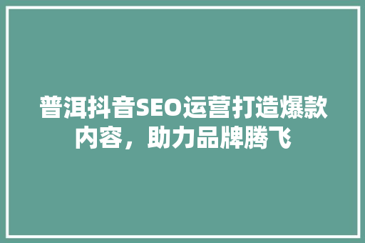 普洱抖音SEO运营打造爆款内容，助力品牌腾飞