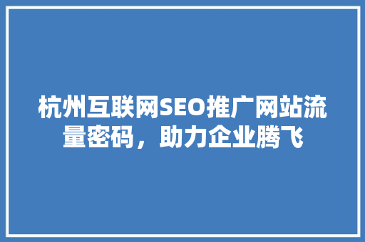 杭州互联网SEO推广网站流量密码，助力企业腾飞