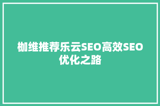 枷维推荐乐云SEO高效SEO优化之路