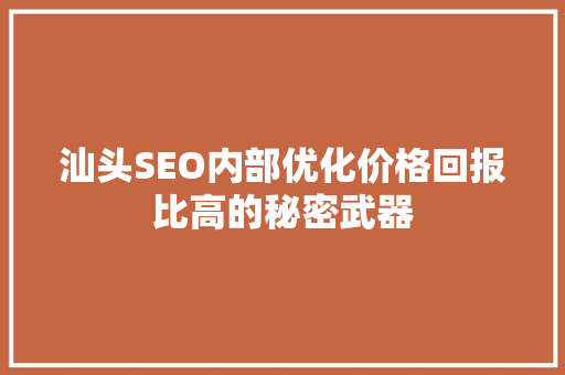 汕头SEO内部优化价格回报比高的秘密武器