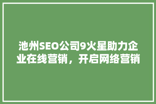 池州SEO公司9火星助力企业在线营销，开启网络营销新篇章