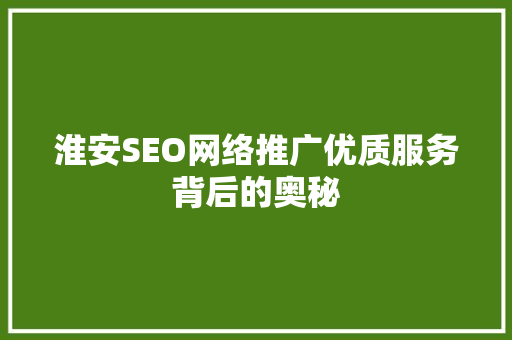 淮安SEO网络推广优质服务背后的奥秘
