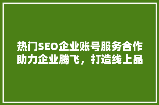 热门SEO企业账号服务合作助力企业腾飞，打造线上品牌新高度