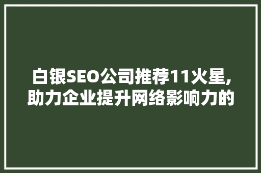 白银SEO公司推荐11火星,助力企业提升网络影响力的秘密武器