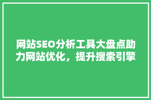 网站SEO分析工具大盘点助力网站优化，提升搜索引擎排名 网站优化