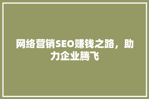 网络营销SEO赚钱之路，助力企业腾飞