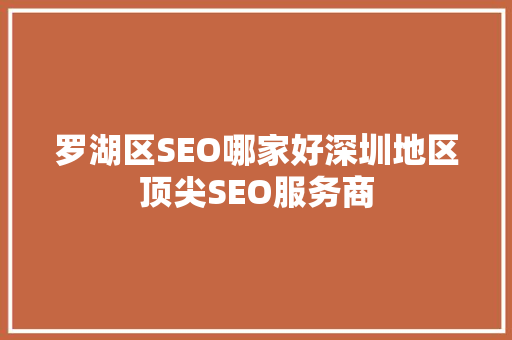 罗湖区SEO哪家好深圳地区顶尖SEO服务商