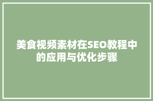 美食视频素材在SEO教程中的应用与优化步骤