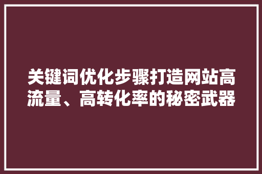 关键词优化步骤打造网站高流量、高转化率的秘密武器 AI技术学习