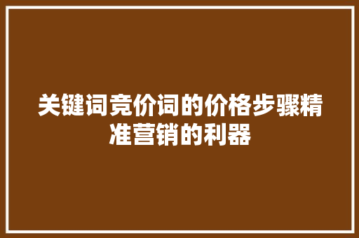 关键词竞价词的价格步骤精准营销的利器 360搜优化