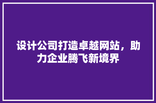 设计公司打造卓越网站，助力企业腾飞新境界