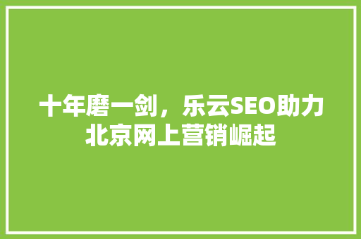 十年磨一剑，乐云SEO助力北京网上营销崛起 小程序开发