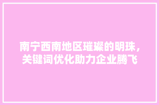 南宁西南地区璀璨的明珠，关键词优化助力企业腾飞 网站开发