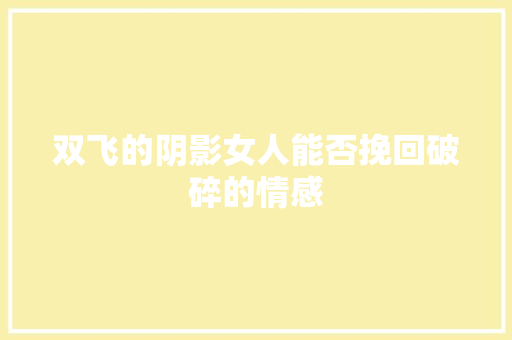 双飞的阴影女人能否挽回破碎的情感
