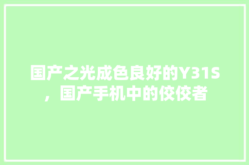 国产之光成色良好的Y31S，国产手机中的佼佼者