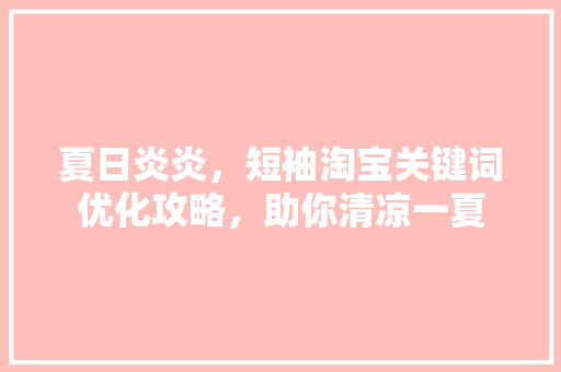 夏日炎炎，短袖淘宝关键词优化攻略，助你清凉一夏
