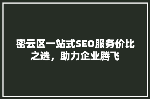 密云区一站式SEO服务价比之选，助力企业腾飞