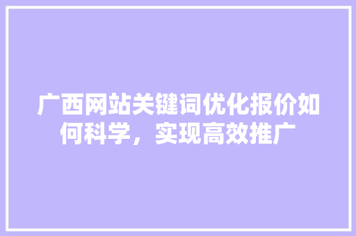 广西网站关键词优化报价如何科学，实现高效推广