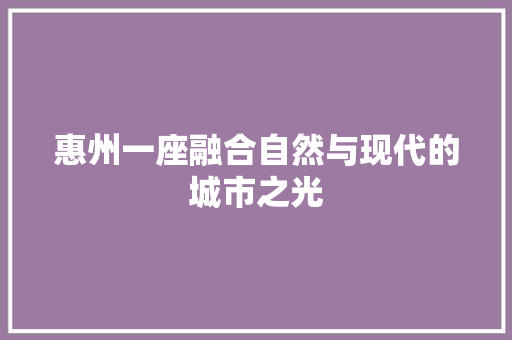 惠州一座融合自然与现代的城市之光 百度算法
