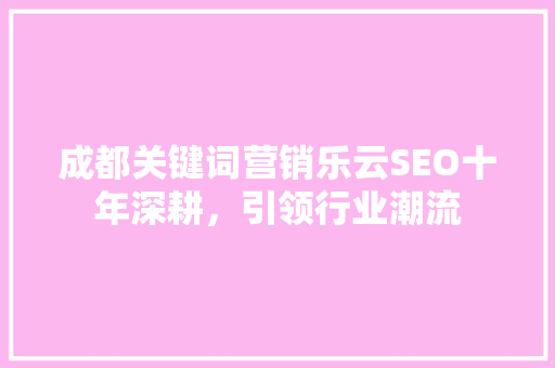 成都关键词营销乐云SEO十年深耕，引领行业潮流 网站开发
