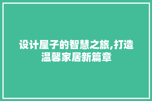 设计屋子的智慧之旅,打造温馨家居新篇章