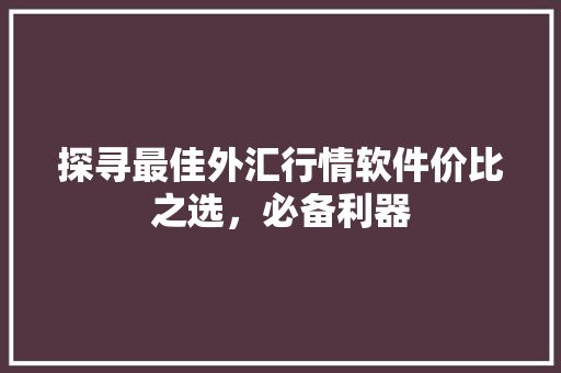 探寻最佳外汇行情软件价比之选，必备利器 网站开发