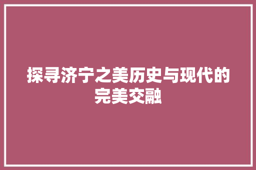 探寻济宁之美历史与现代的完美交融 英文谷歌算法