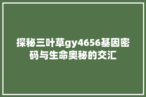 探秘三叶草gy4656基因密码与生命奥秘的交汇
