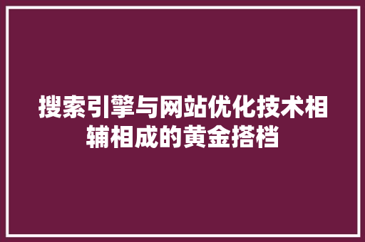 搜索引擎与网站优化技术相辅相成的黄金搭档