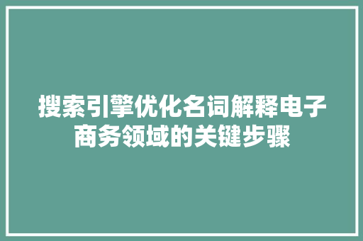 搜索引擎优化名词解释电子商务领域的关键步骤