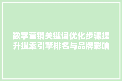 数字营销关键词优化步骤提升搜索引擎排名与品牌影响力的方法
