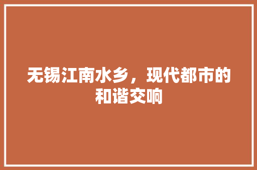 无锡江南水乡，现代都市的和谐交响
