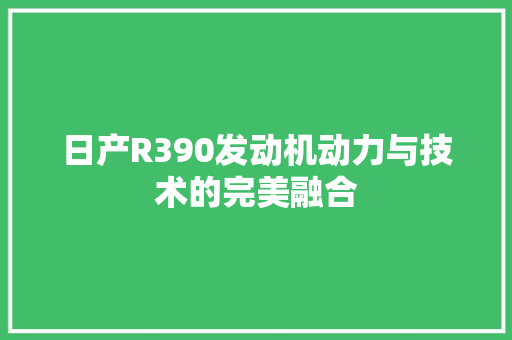 日产R390发动机动力与技术的完美融合 搜狗优化