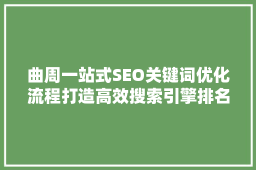 曲周一站式SEO关键词优化流程打造高效搜索引擎排名之路 搜狗优化