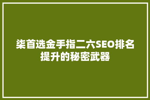 柒首选金手指二六SEO排名提升的秘密武器
