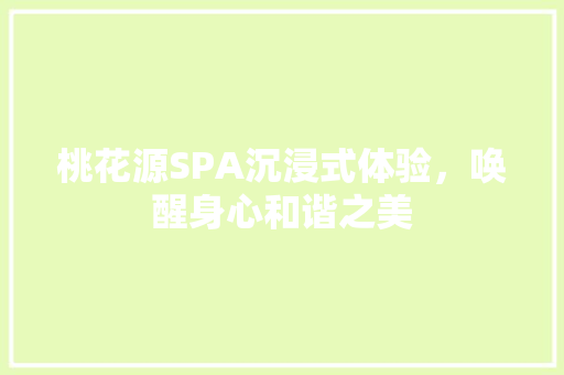 桃花源SPA沉浸式体验，唤醒身心和谐之美 英文谷歌算法