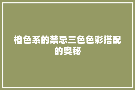 橙色系的禁忌三色色彩搭配的奥秘