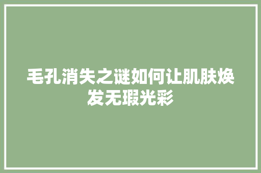 毛孔消失之谜如何让肌肤焕发无瑕光彩 英文谷歌算法