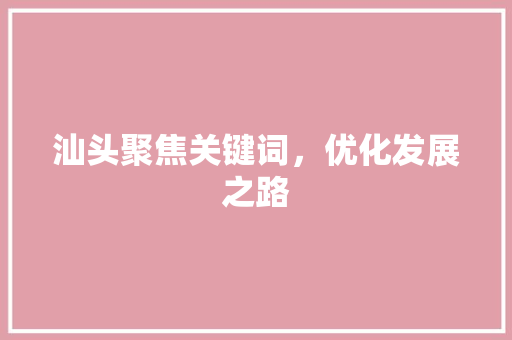 汕头聚焦关键词，优化发展之路